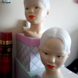 Porcelain Cybis Bust Figurines with Red Lips